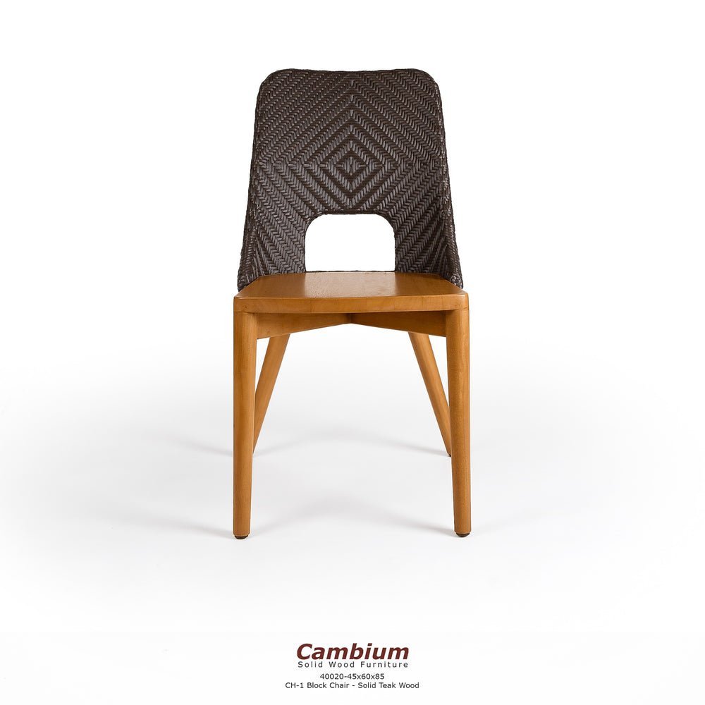 Block Wood Wicker Dining Chair (light brown)