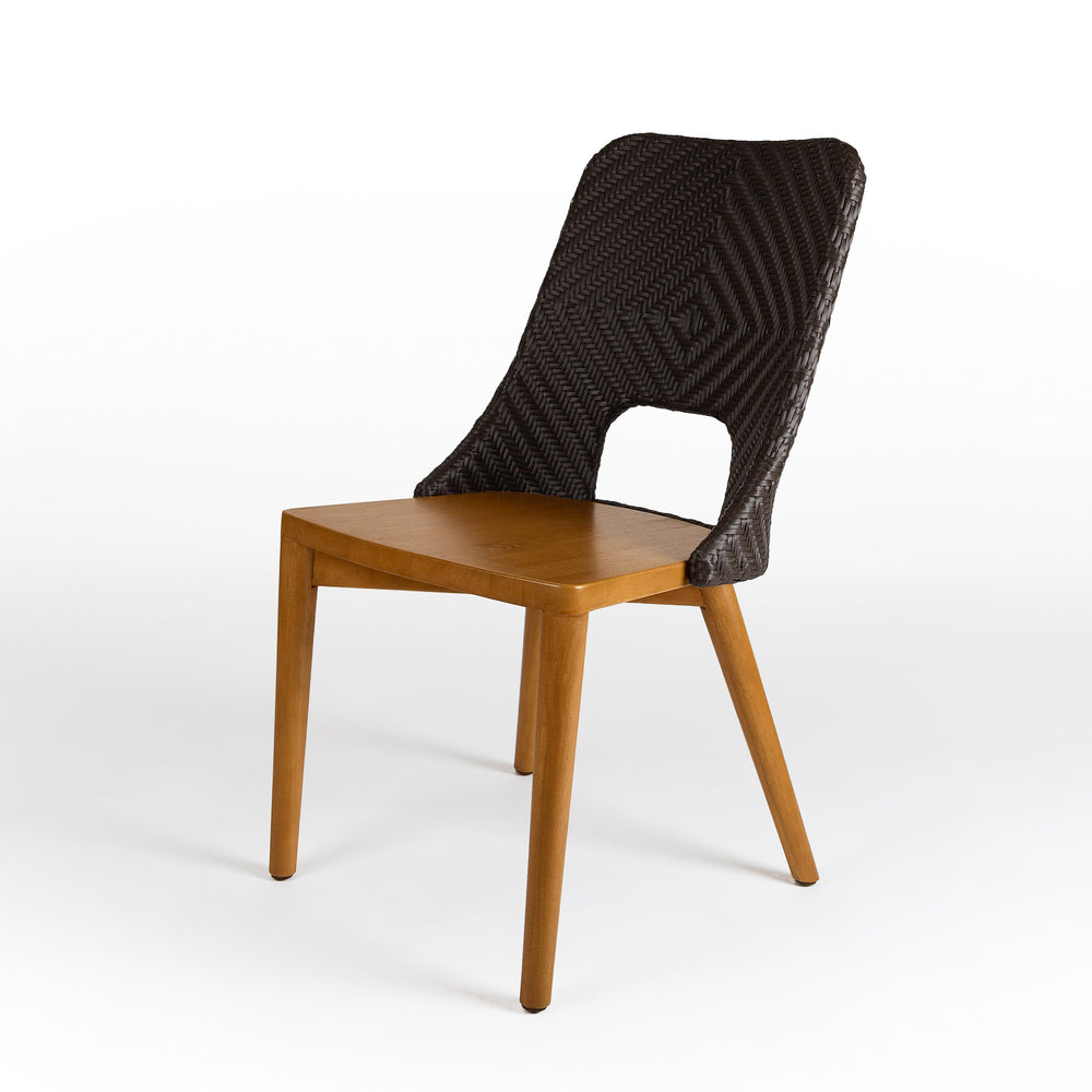 Block Wood Wicker Dining Chair (light brown)