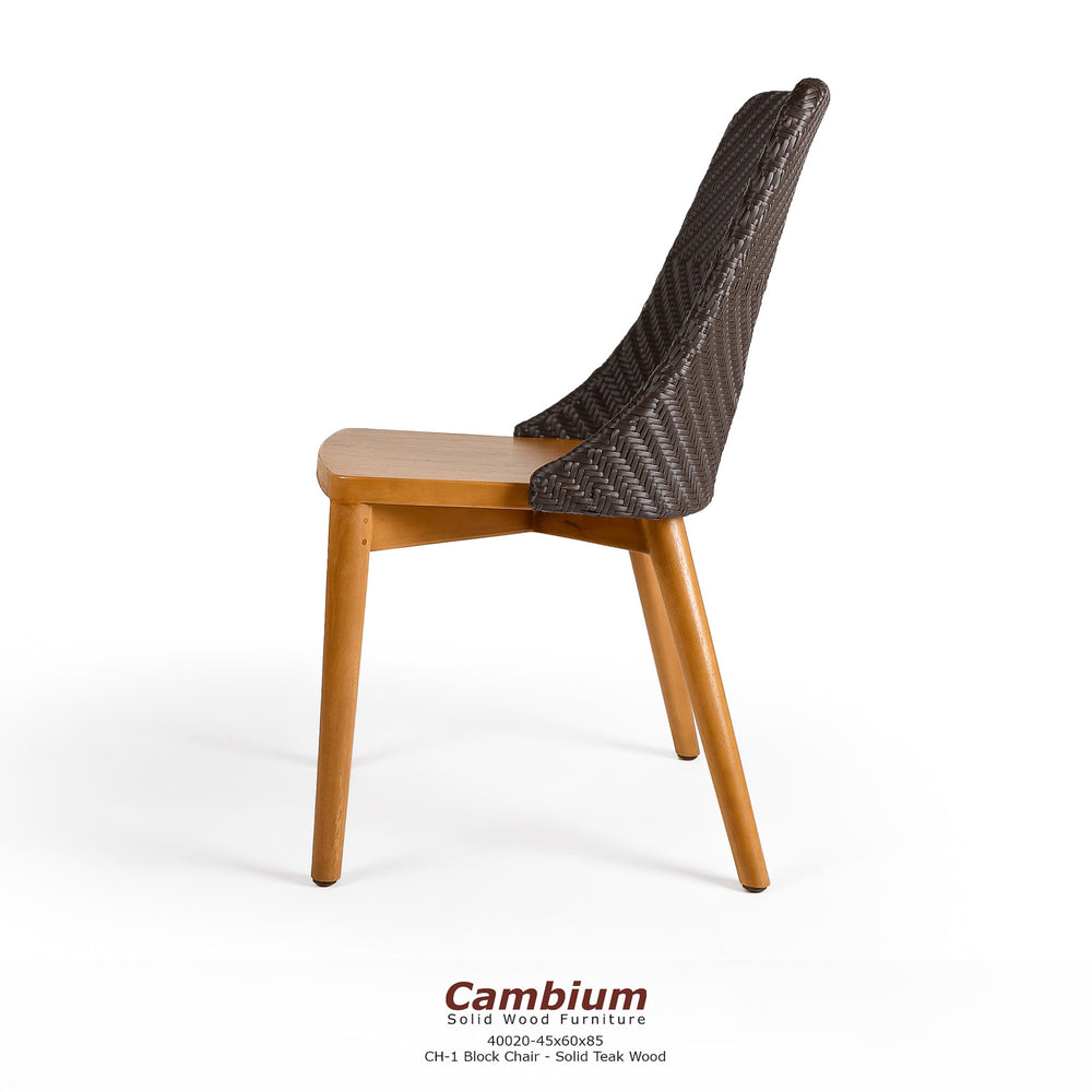 Block Wood Wicker Dining Chair (light brown)