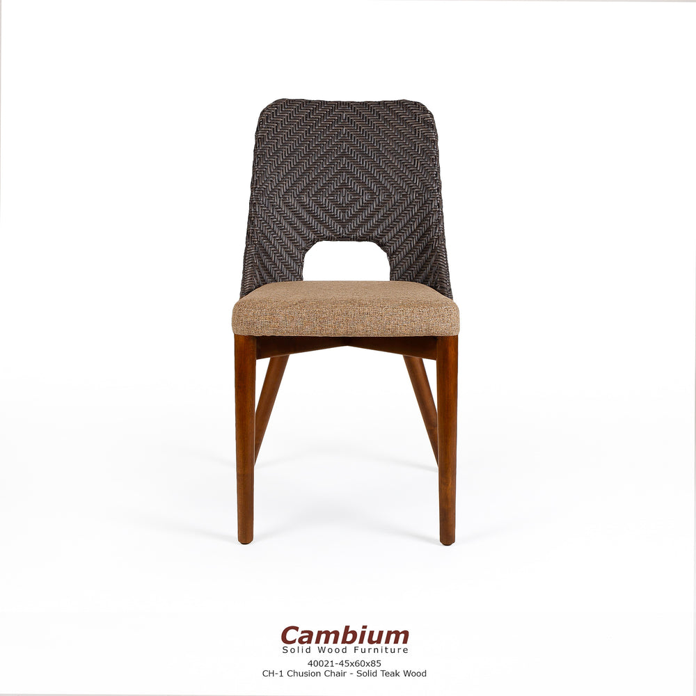Block Cushion Wicker Dining Chair (dark brown)