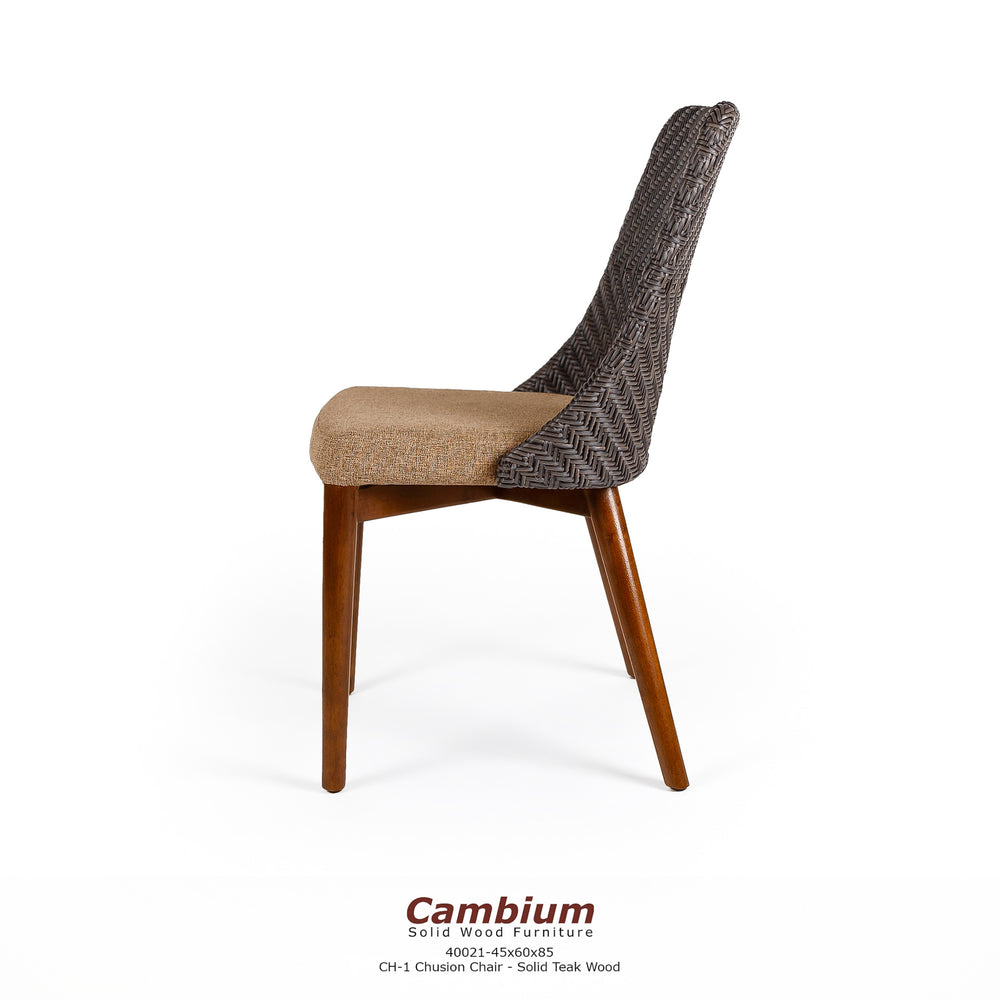 Block Cushion Wicker Dining Chair (dark brown)