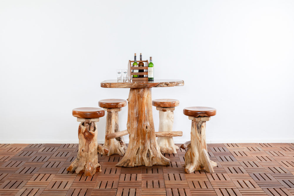 Tree Stump Bar Stool Set