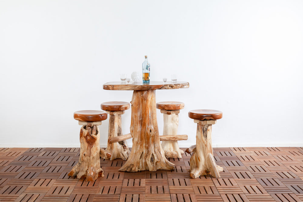 Tree Stump Bar Stool Set