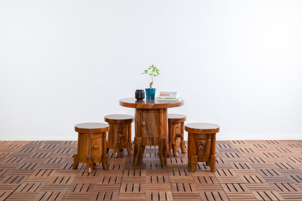 Round Tree Groot Stool Set with Storage